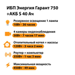 ИБП Энергия Гарант 750 + Аккумулятор S 40 Ач - 12В (450Вт - 49мин) - ИБП и АКБ - ИБП для котлов - Магазин электрооборудования для дома ТурбоВольт